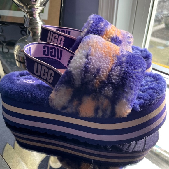 UGG Women's Fluffy Slippers - Purple and Orange - Picture 1 of 12